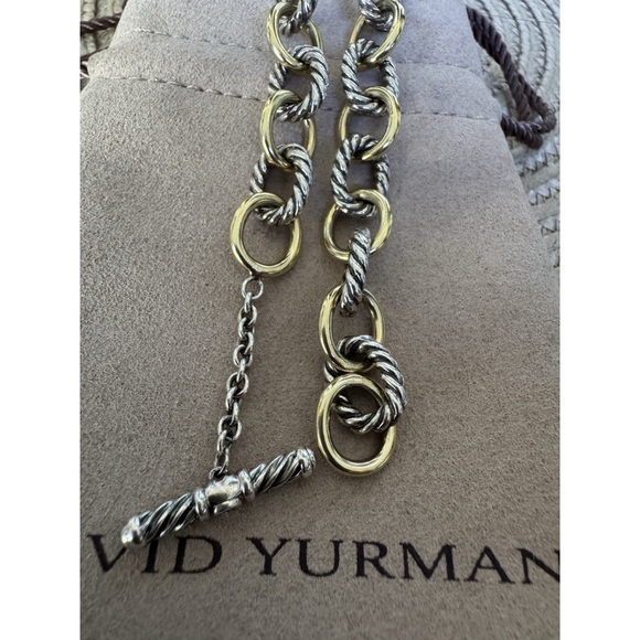 David Yurman 18k Gold & Sterling Silver Oval Link Toggle Necklace 16.5" - Picture 11 of 12